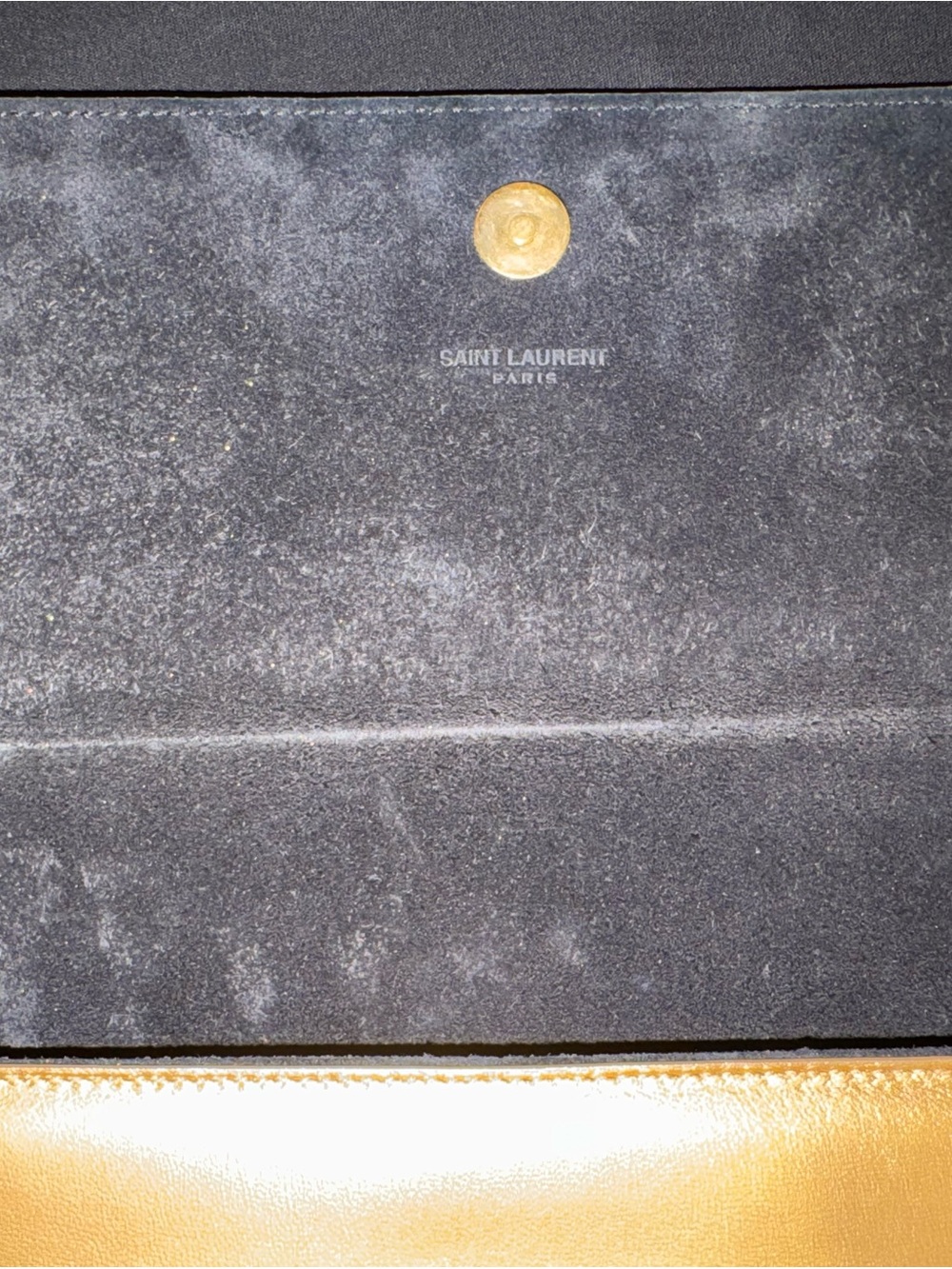 Saint Laurent Metallic Gold Leather YSL Logo Clutch - Picture 8 of 12